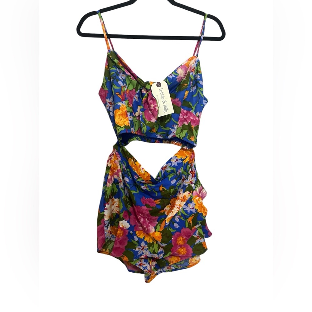 NWT Band Of Gypsies x Lottie & Holly floral dress with Crop top and skort set.